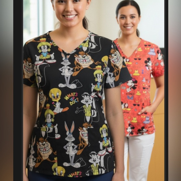 SET OF THREE SCRUBS Warner Bros. Looney Tunes & Disney in XS - Picture 2 of 8
